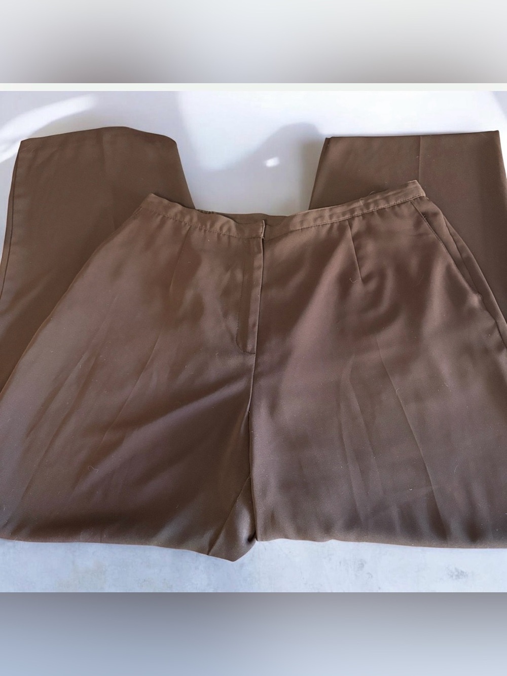 Norton McNaughton Women's Chocolate Brown Wide-Leg Trousers Size 14 (v)
